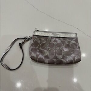 Coach Metallic Silver and Gray Wristlet